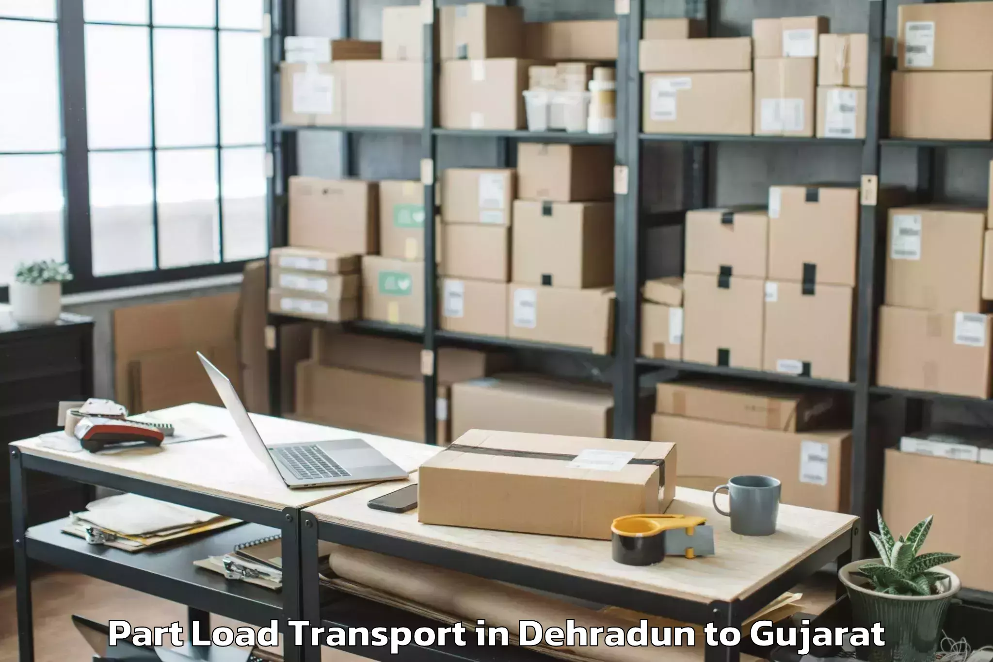 Book Dehradun to Vaghodia Ina Part Load Transport